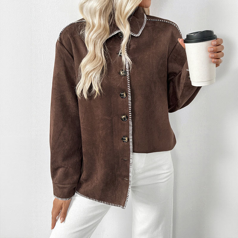 Damen Elegantes Overshirt aus Velourslederimitat Shop Nory