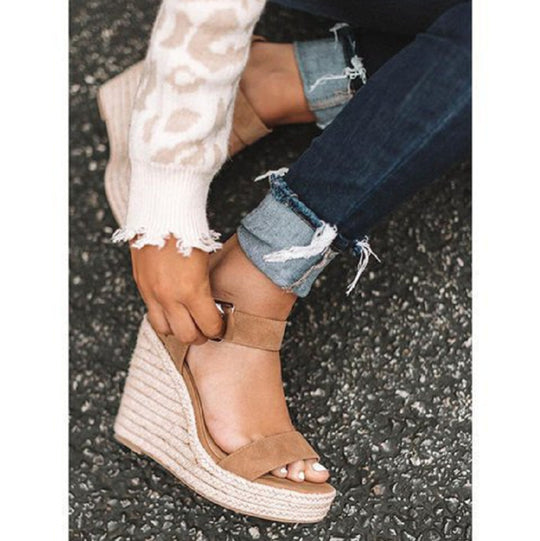Damen Keil-Sandaletten mit Jute-Plateau und verstellbarem Knöchelriemen Shop Nory