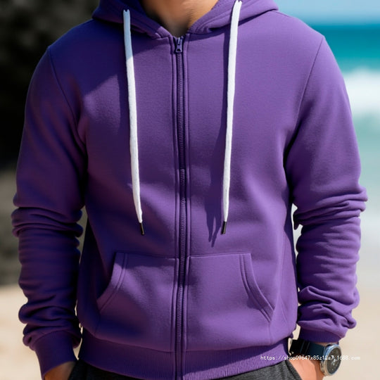 Herren Kapuzen‑Sweatjacke mit durchgehendem Reißverschluss, Kängurutaschen & weichem Futter Shop Nory