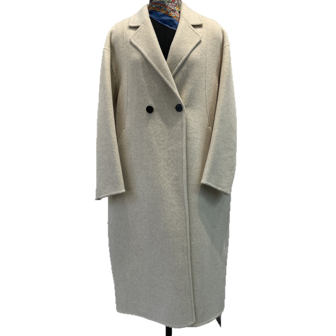 Damen maßgeschneiderter Fleece Doppelreiher Mantel Shop Nory