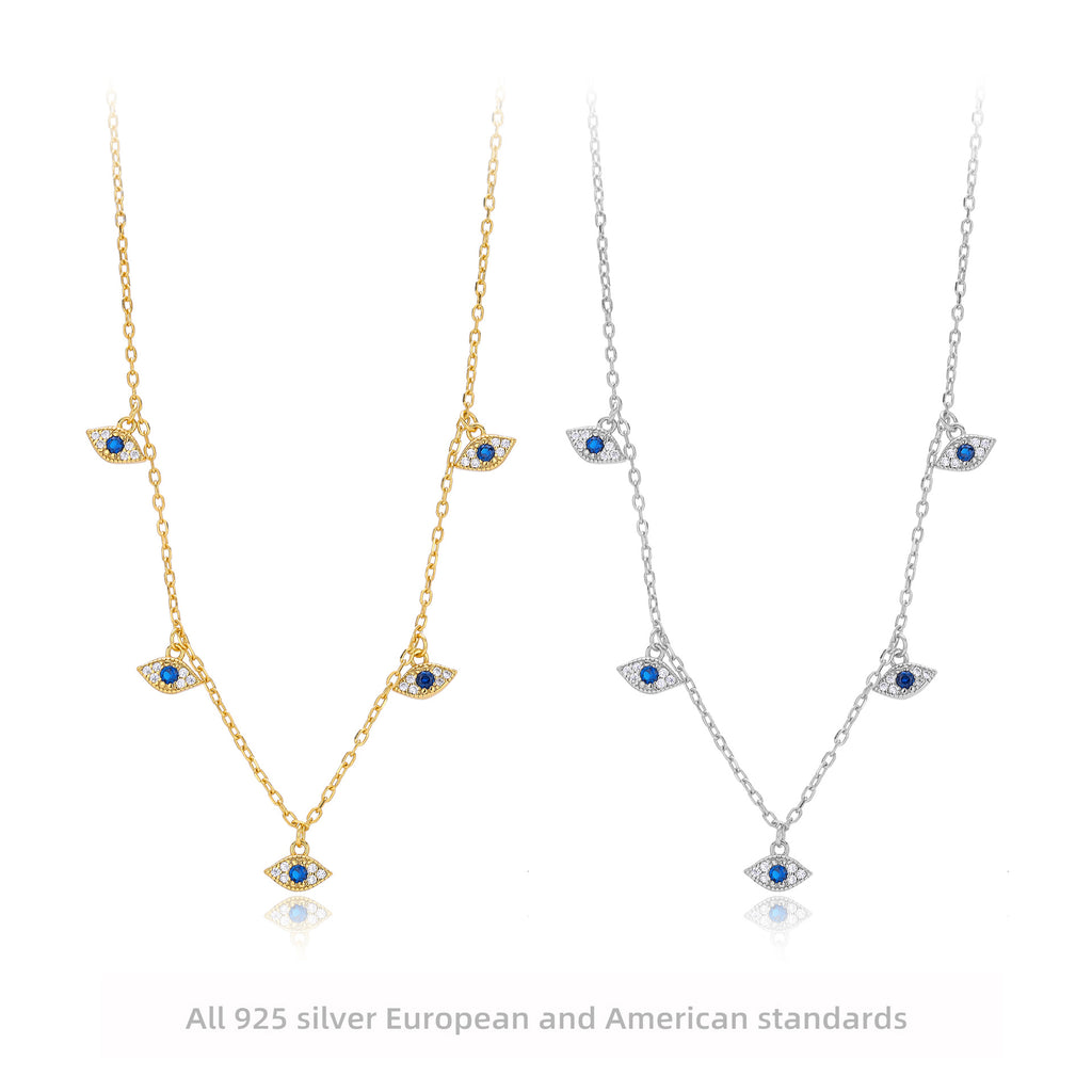Damen Halskette mit funkelndem Auge-Motiv aus 925 Sterling Silber Shop Nory