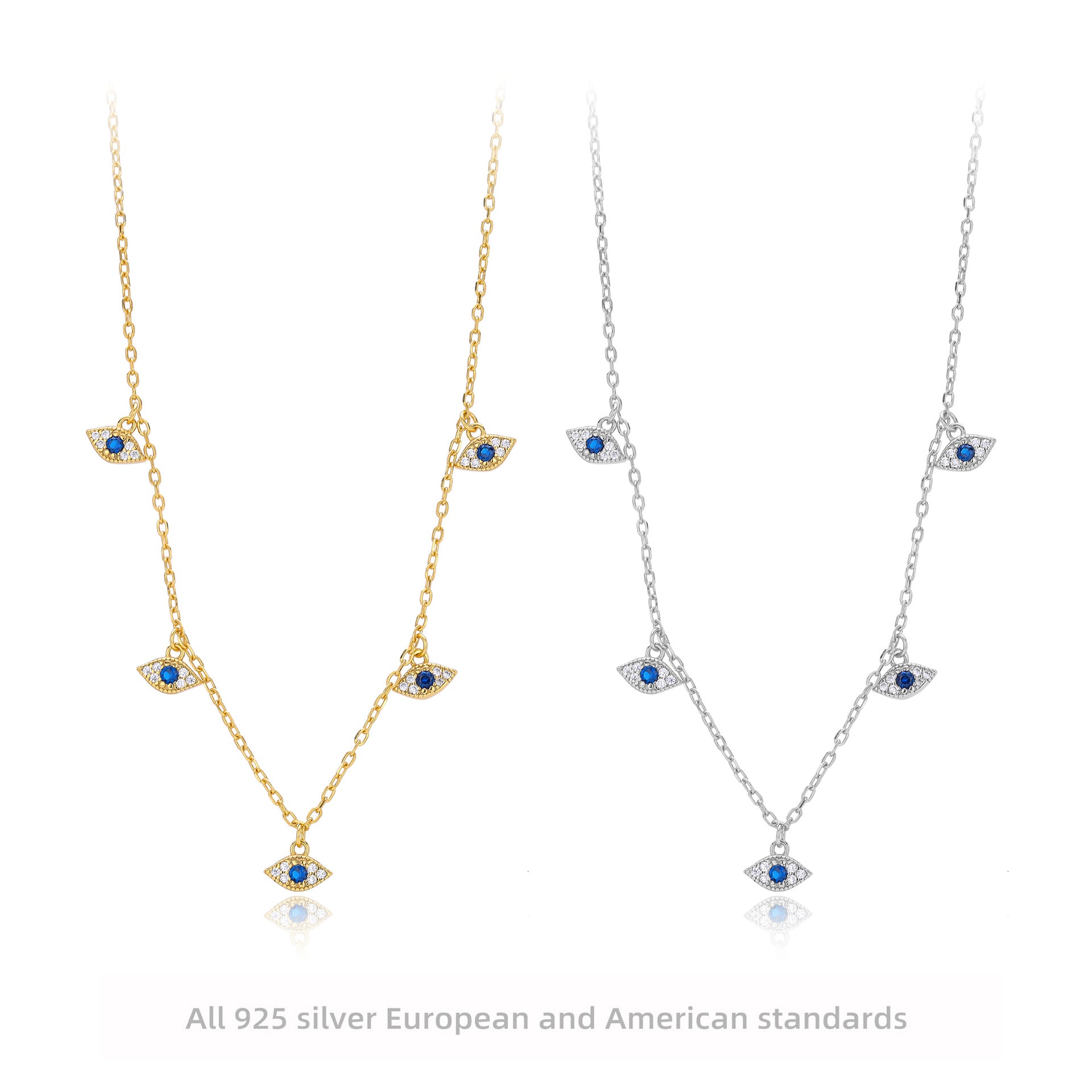 Damen Halskette mit funkelndem Auge-Motiv aus 925 Sterling Silber Shop Nory