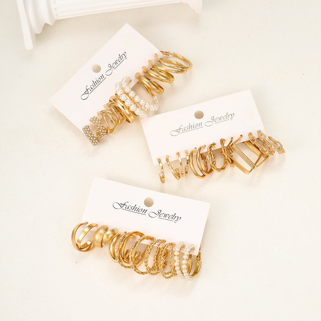 Damen Ohrstecker-Set mit verschiedenen eleganten Designs und Perlenelementen Shop Nory