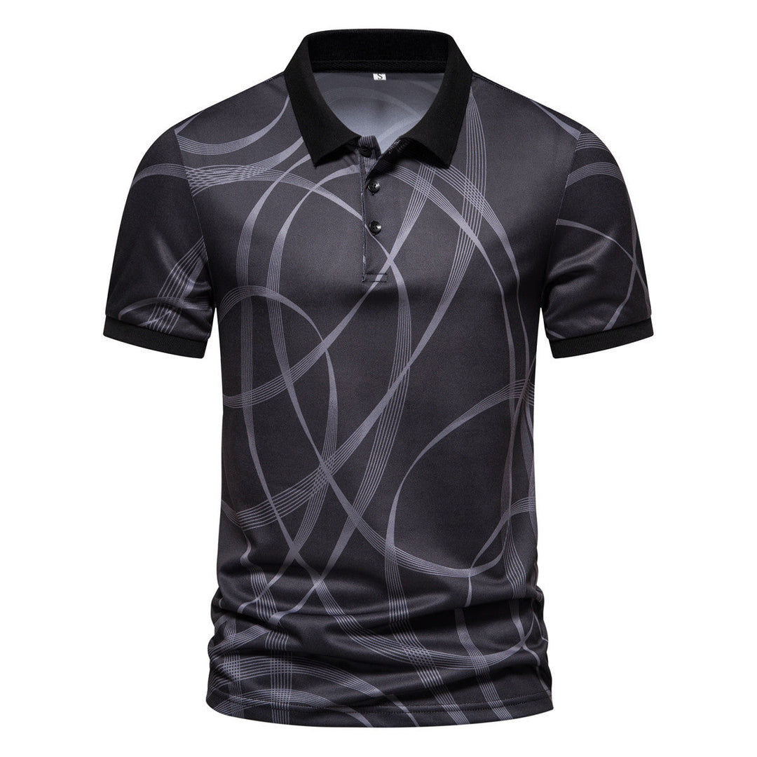 Herren Poloshirt mit modernem grafischen Muster und atmungsaktiver Textiltechnologie Shopnory
