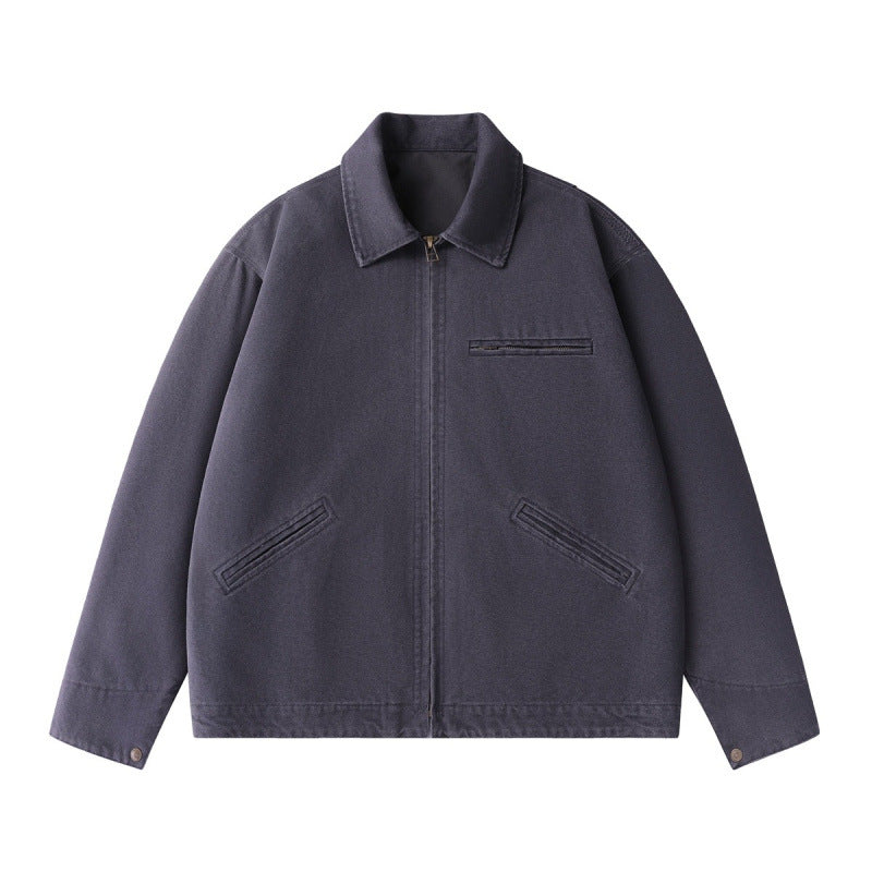 Herren Kurzjacke im Boxy-Schnitt aus Canvas mit Hemdkragen und Leistentaschen Shop Nory
