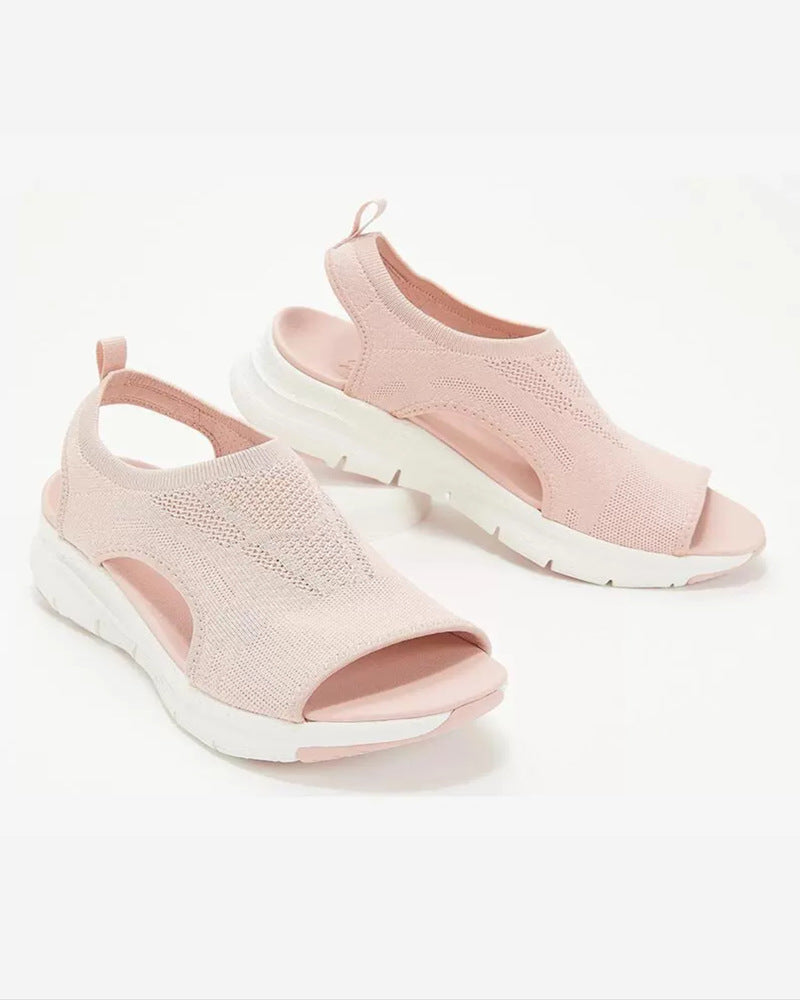 Damen Komfortable Sandaletten mit atmungsaktiver Strickoberfläche und ergonomischem Fußbett