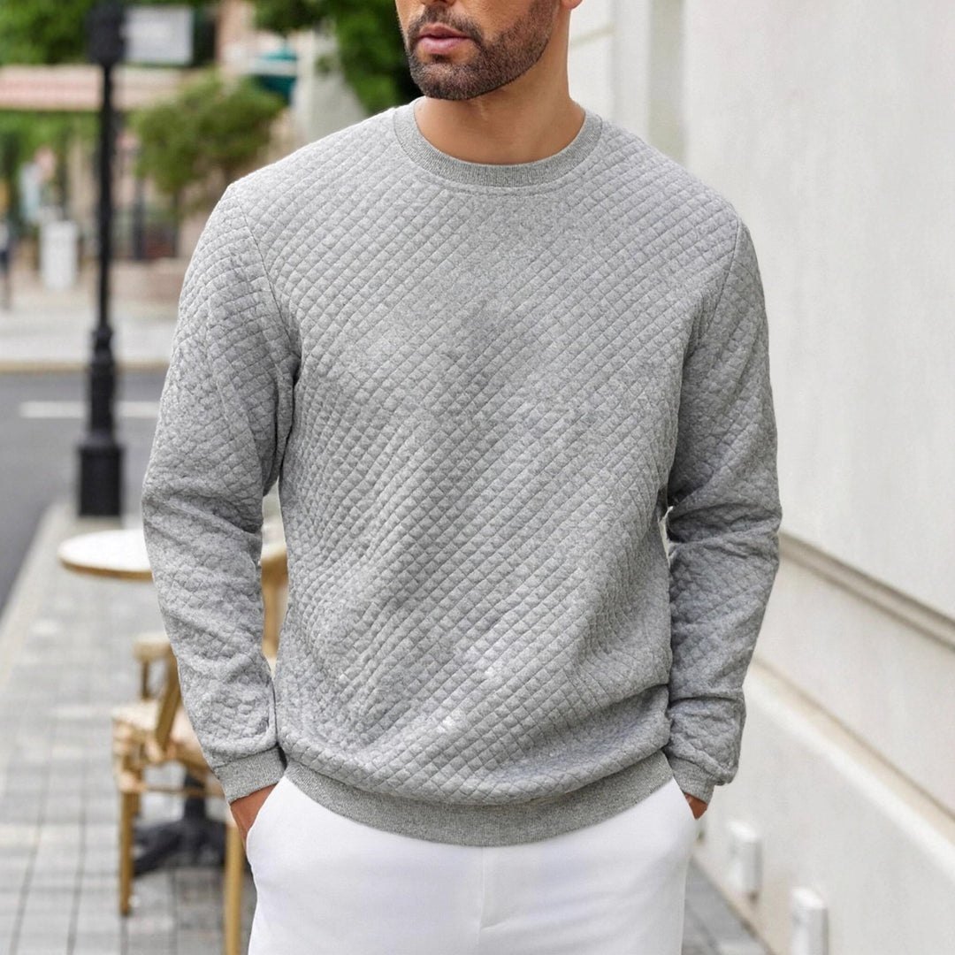Herren gesteppter Sweatpullover mit Rautensteppung, geripptem Kragen und komfortablem Regular Fit Shop Nory