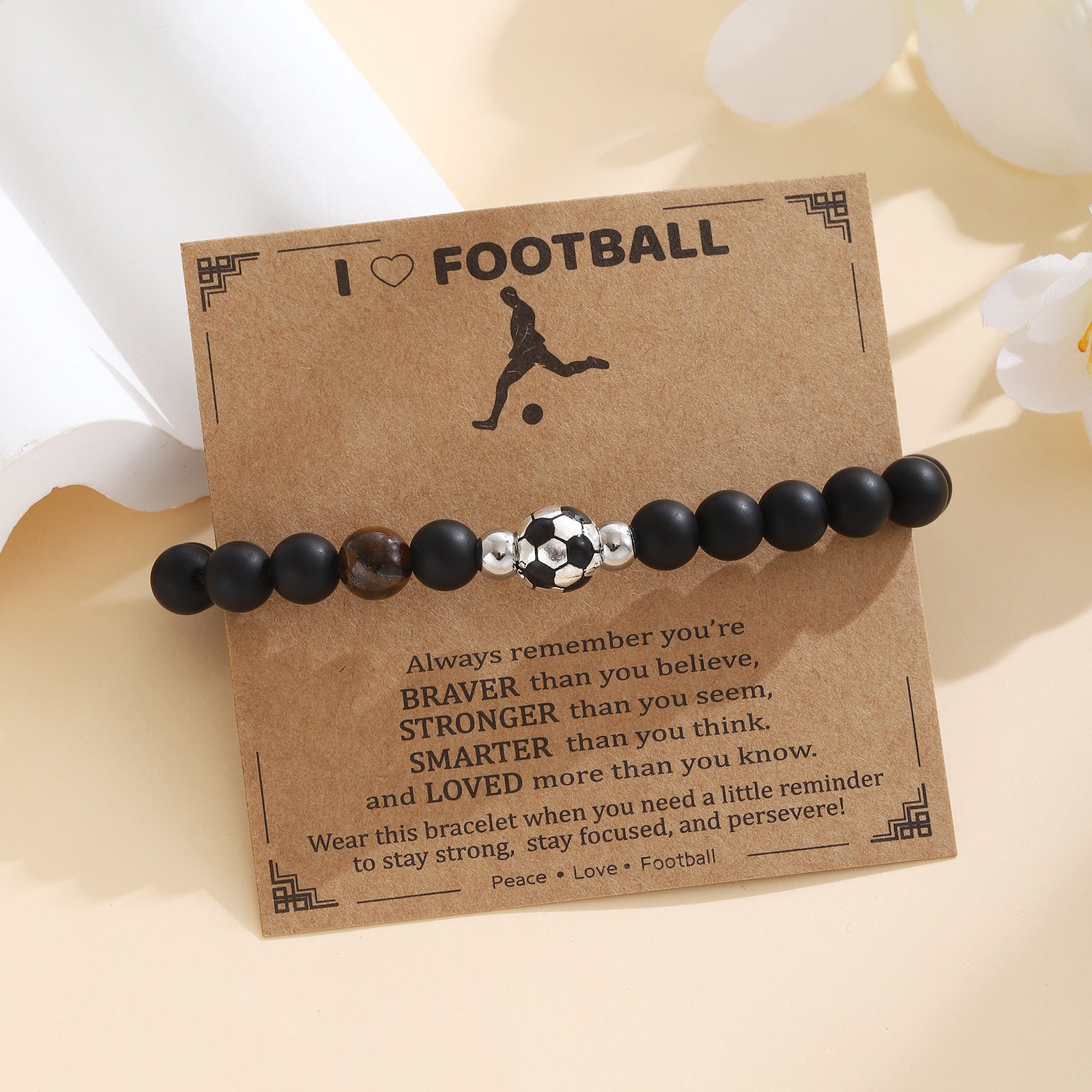 Damenarmband mit Fußballmotiv und kraftvollem Spruch Shop Nory