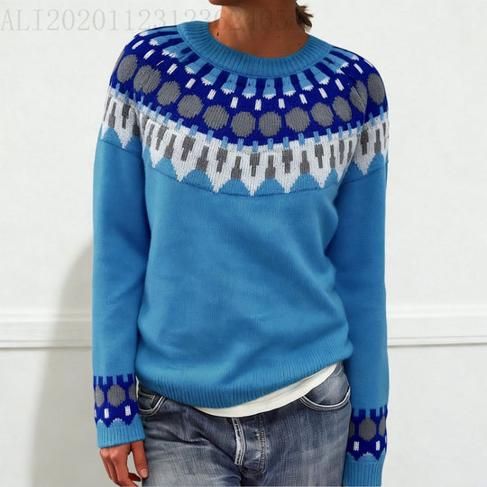 Damen nan Norwegerpullover aus Wollmix mit Rundhalsausschnitt und traditionellem Fair-Isle-Yoke Shop Nory