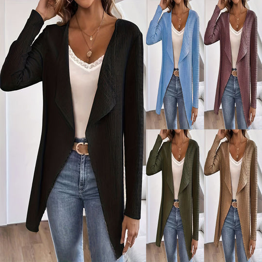 Damen Wasserfall-Blazer aus Crinkle-Struktur, leicht und offen Shop Nory