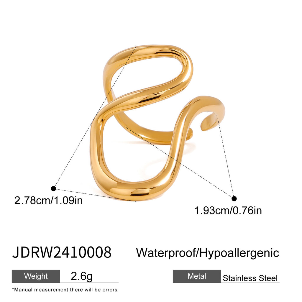 Damen Offenes Design-Armband mit elegantem Wellenmuster aus hypoallergenem Edelstahl Shop Nory