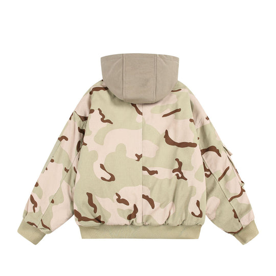 Unisex Oversize Cargo-Bomberjacke mit Kapuze und aufgesetzten Utility‑Taschen Shop Nory