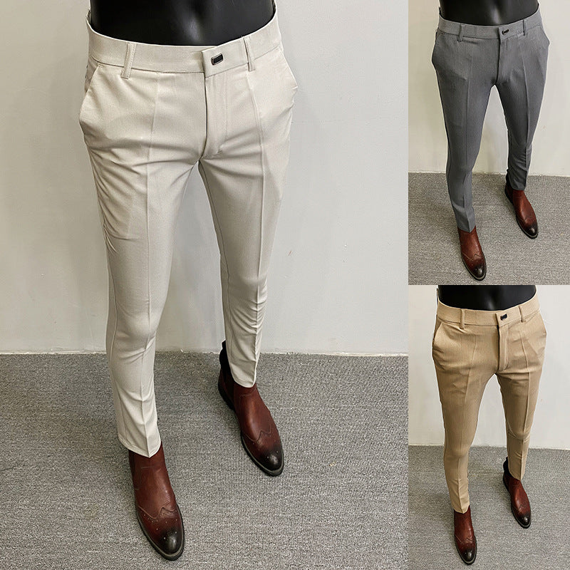 Herren taillierte Chino-Anzughose mit Bügelfalte, Stretchkomfort und verdecktem Hakenverschluss Shop Nory