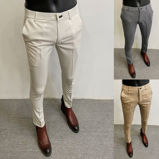 Herren taillierte Chino-Anzughose mit Bügelfalte, Stretchkomfort und verdecktem Hakenverschluss Shop Nory