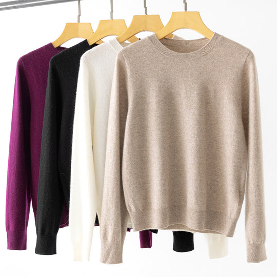 Damen Feinstrick-Rundhalspullover aus Kaschmir-Mix mit leichter Oversize-Passform Shop Nory