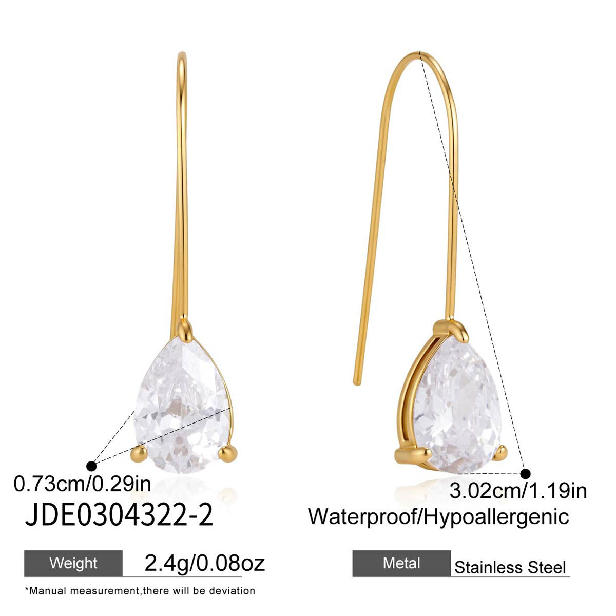 Damen Ohrhänger mit tropfenförmigen Kristall-Akzenten aus hypoallergenem Edelstahl Shop Nory