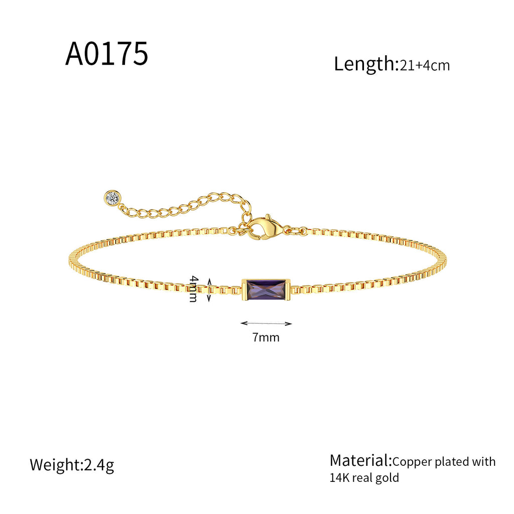 Zierliches Armband mit Rechteckigem Zirkonia und Verlängerungskettchen