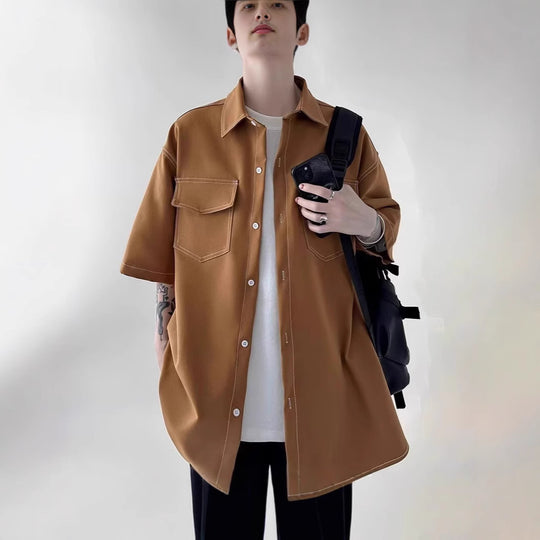 Herren Modisches Oversized Kurzarm-Hemd Shop Nory