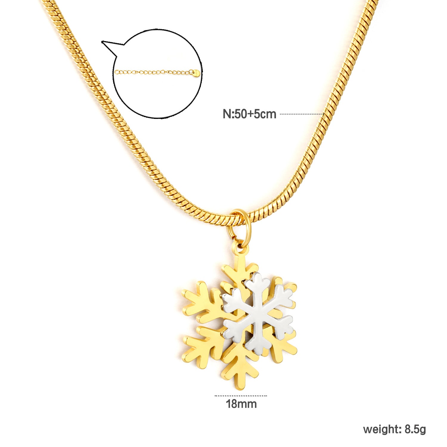 Damen Halskette mit kunstvollem Schneeflocken-Anhänger und verstellbarem Gliederdesign Shop Nory