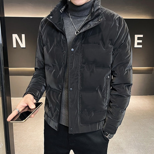 Herren Kurz geschnittene gesteppte Thermojacke mit Stehkragen und verdecktem Reißverschluss Shop Nory