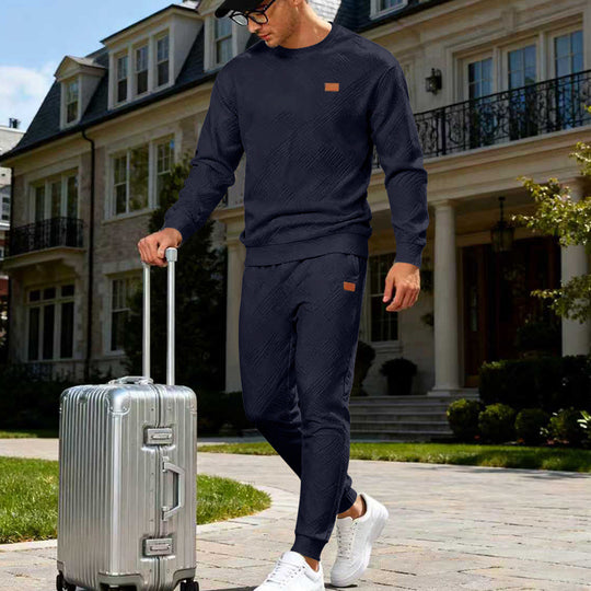 Herren Feinstrukturiertes Lounge-Set mit Rundhals-Pullover & schmaler Jogginghose Shop Nory