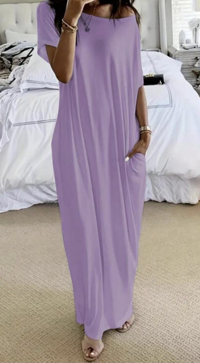Damen lässiges Maxi-Überkleid mit weitem Schnitt und praktischen Taschen