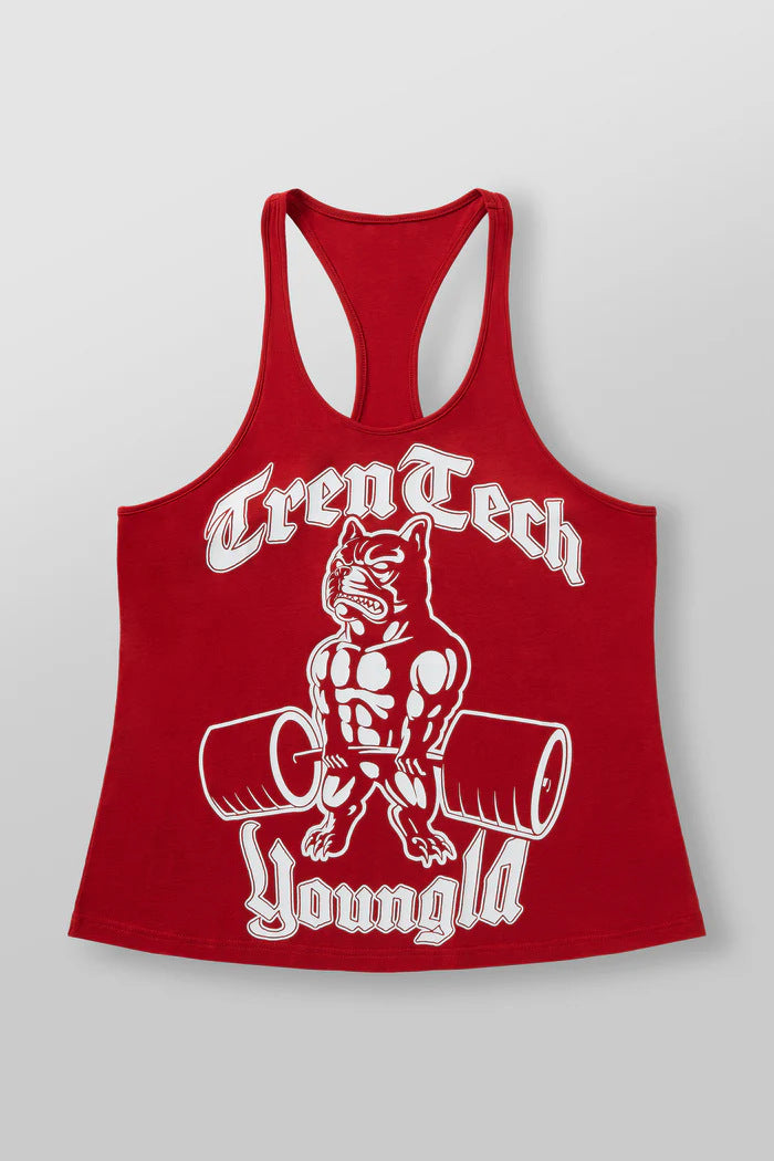 Herren nan figurbetontes Fitness-Tanktop mit Bulldoggen-Grafik und extra tiefen Armausschnitten