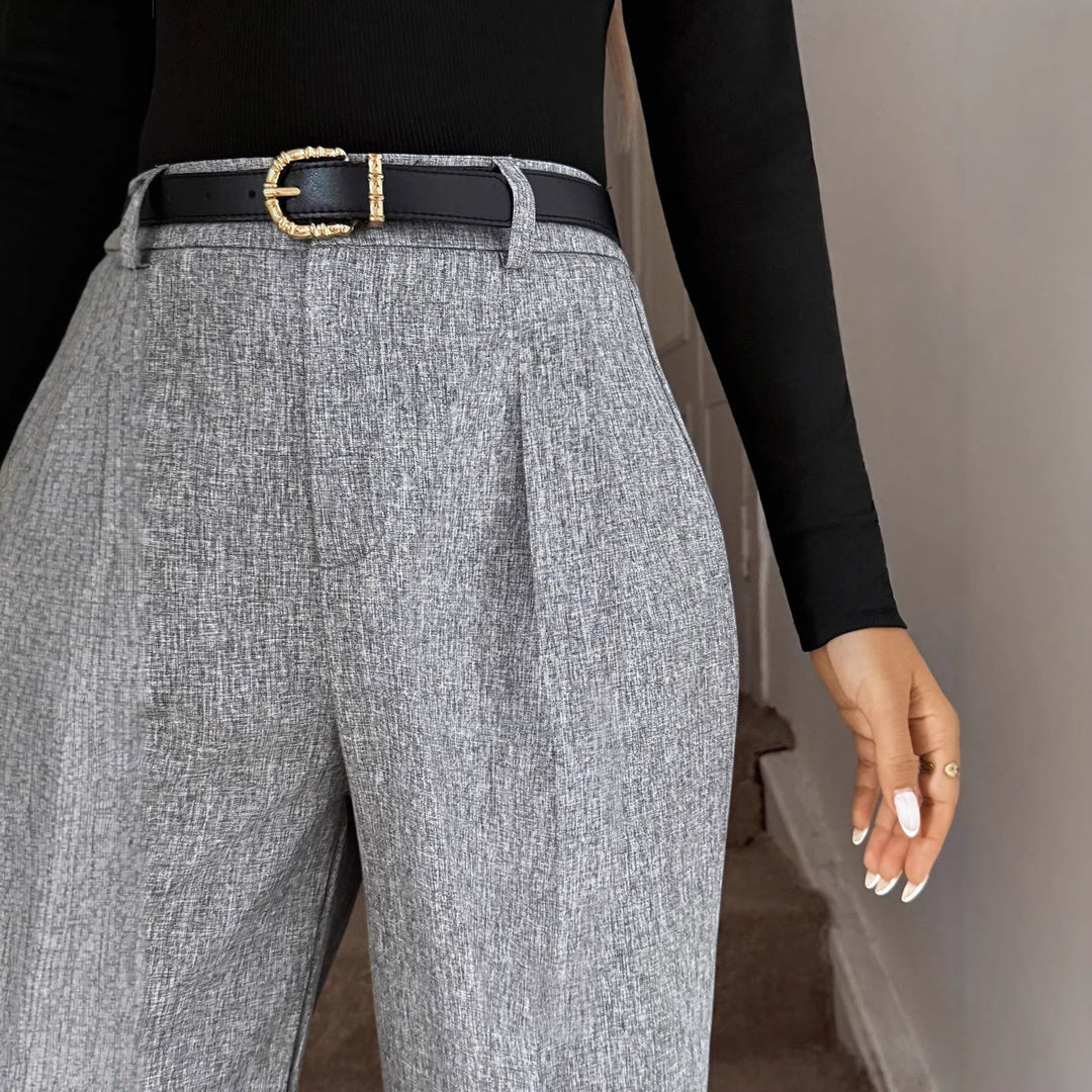 Damen Elegante Palazzo-Hose mit hohem Bund und feiner Leinenstruktur Shop Nory