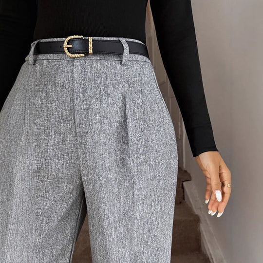 Damen Elegante Palazzo-Hose mit hohem Bund und feiner Leinenstruktur Shop Nory