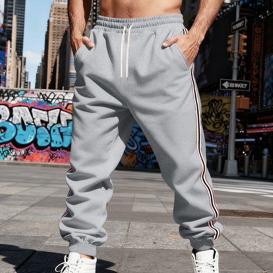 Herren lässige Jogginghose mit seitlichen Kontraststreifen, Gummibund und Bündchen Shop Nory