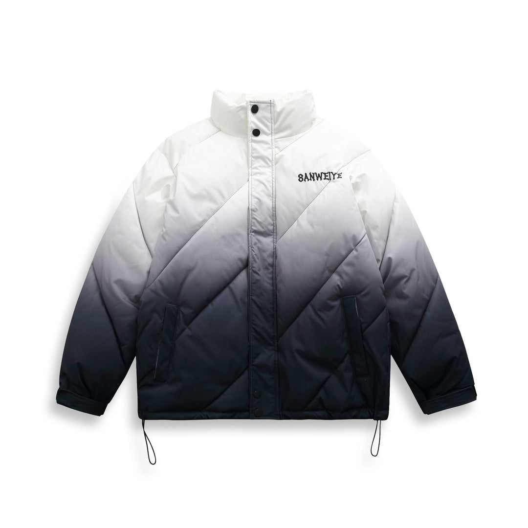 Unisex Kurz geschnittene wattierte Jacke mit Ombre‑Verlauf und diagonal gesteppter Struktur Shop Nory