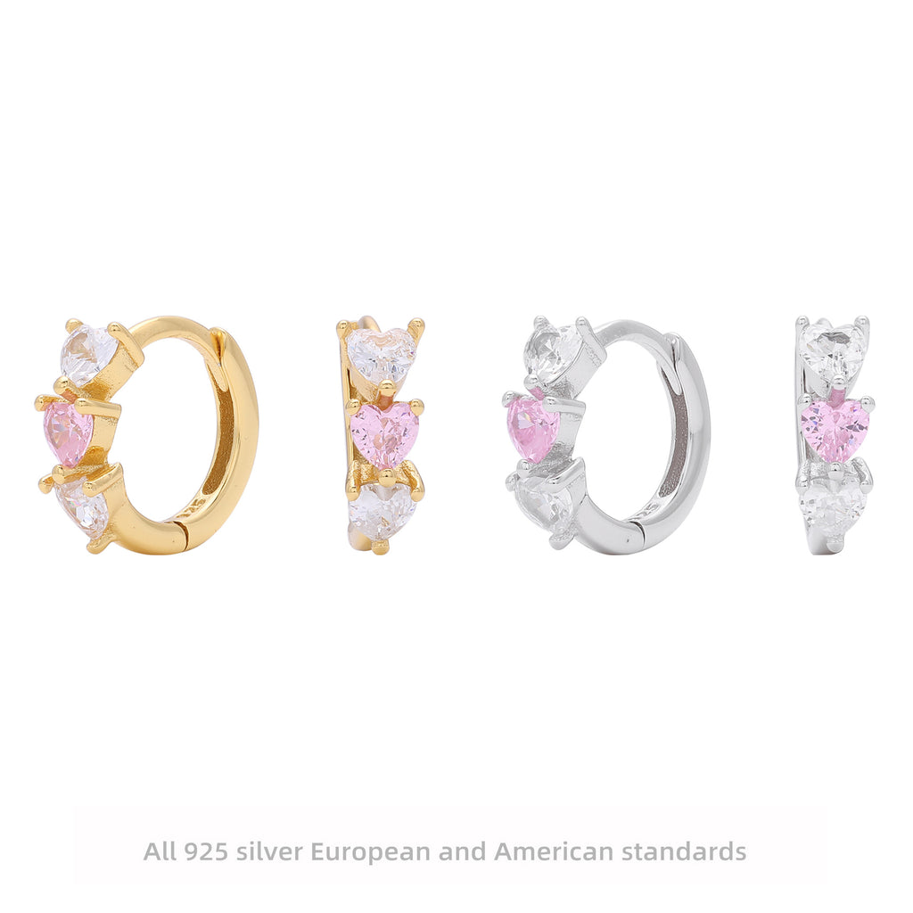 Damen Ohrringe mit funkelnden Herz-Zirkonen aus hochwertigem 925 Sterling Silber Shop Nory