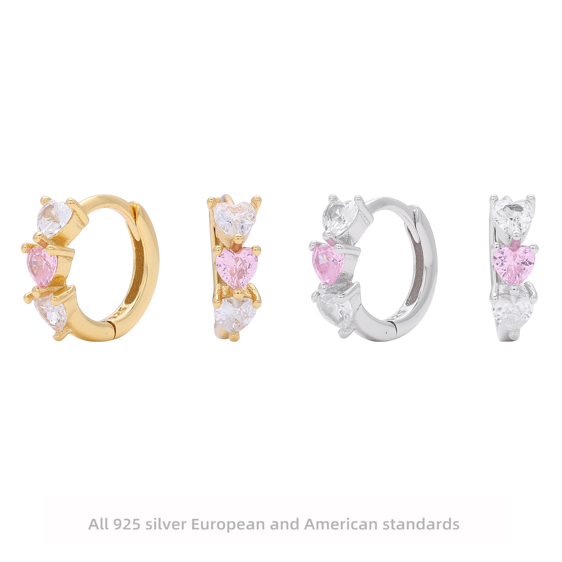 Damen Ohrringe mit funkelnden Herz-Zirkonen aus hochwertigem 925 Sterling Silber Shop Nory