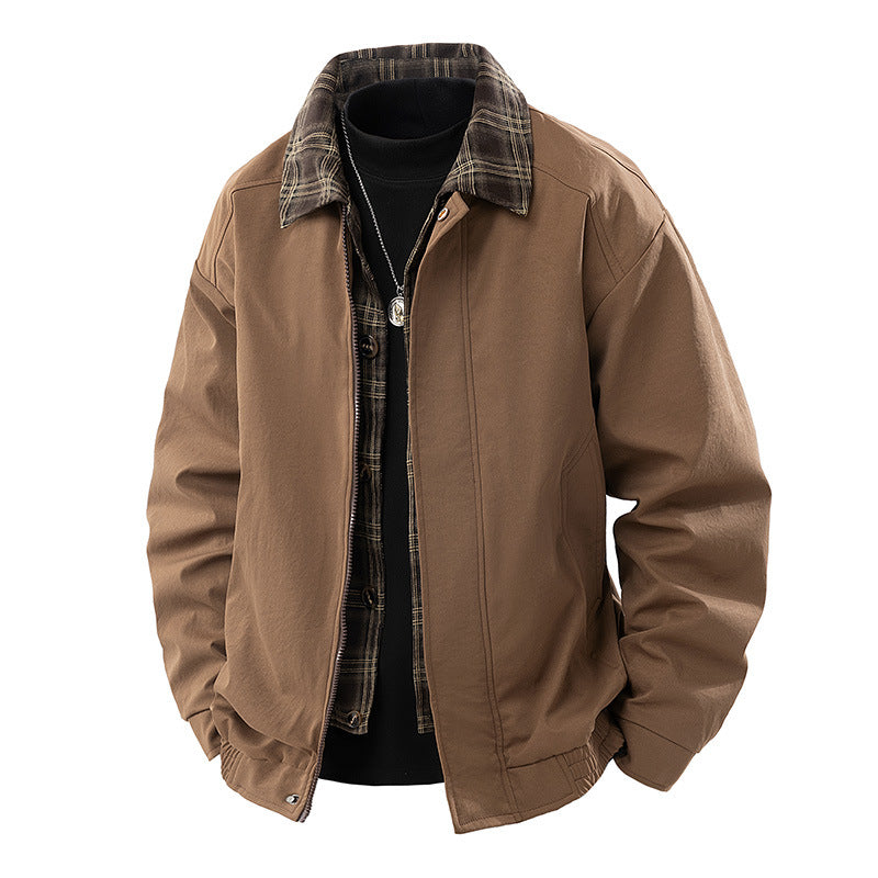 Herren Lässige Layering-Übergangsjacke mit karierter Innenlage und Reißverschluss Shop Nory