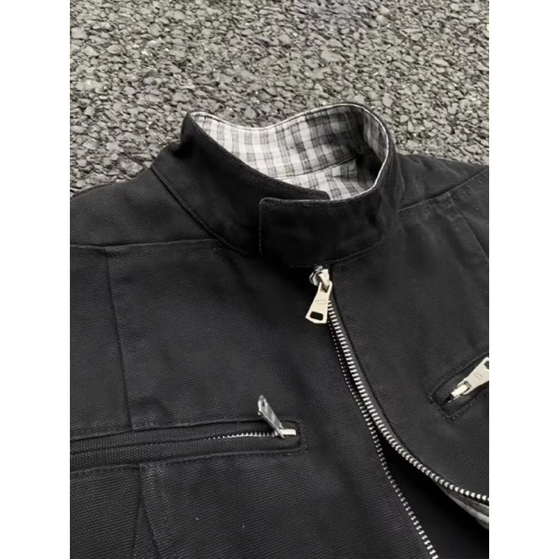 Herren urbane Bomberjacke mit karierter Innenfütterung und Reißverschlusstaschen Shop Nory