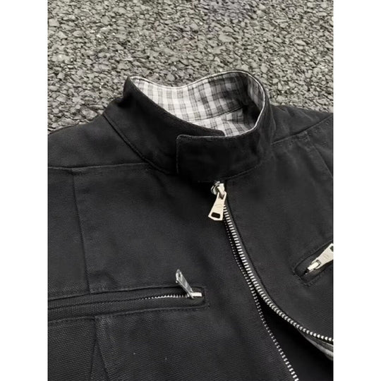 Herren urbane Bomberjacke mit karierter Innenfütterung und Reißverschlusstaschen Shop Nory