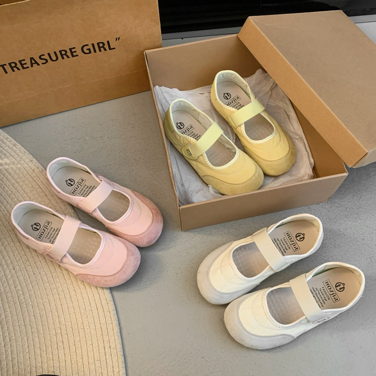 Damen Komfortable Ballerina-Schuhe mit herausnehmbarer Sohle