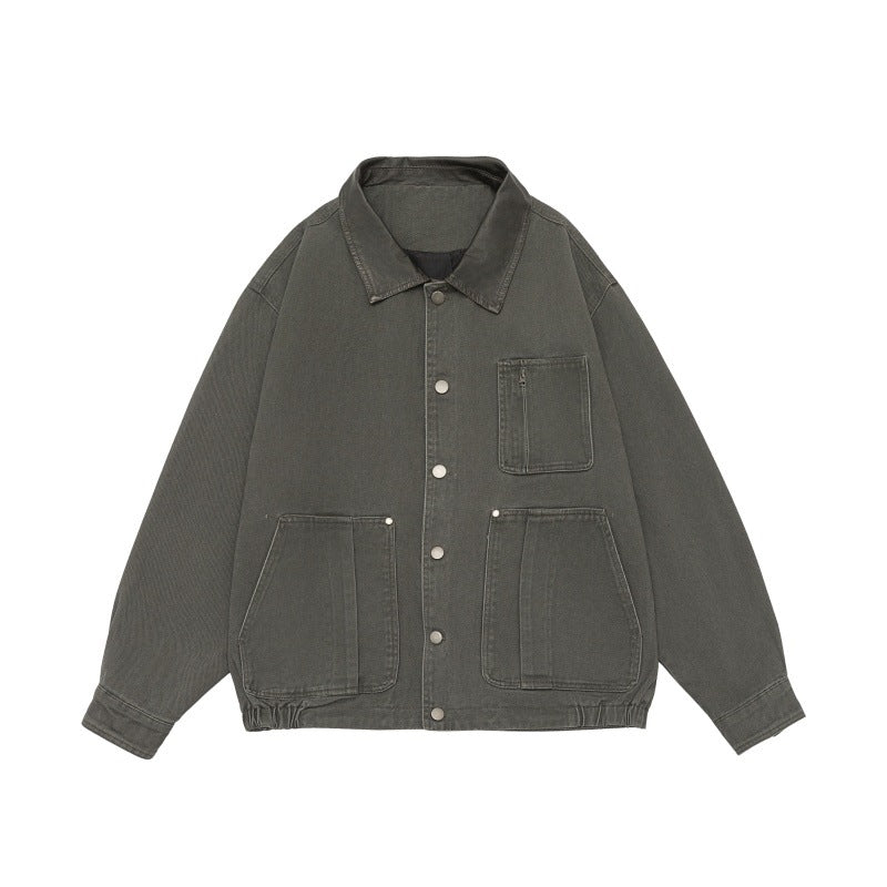 Herren Boxy-Canvas-Fieldblouson mit Druckknopfleiste und großen Utility‑Taschen Shop Nory