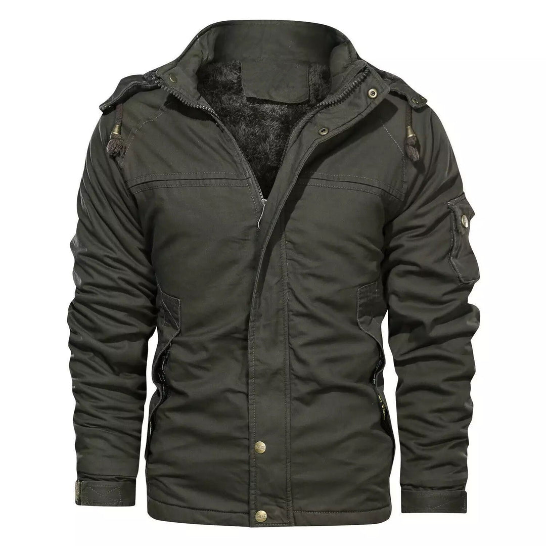 Herren thermoisolierte Canvas‑Fieldjacke mit Kapuze, Teddyfutter und Multifunktions‑Taschen Shop Nory