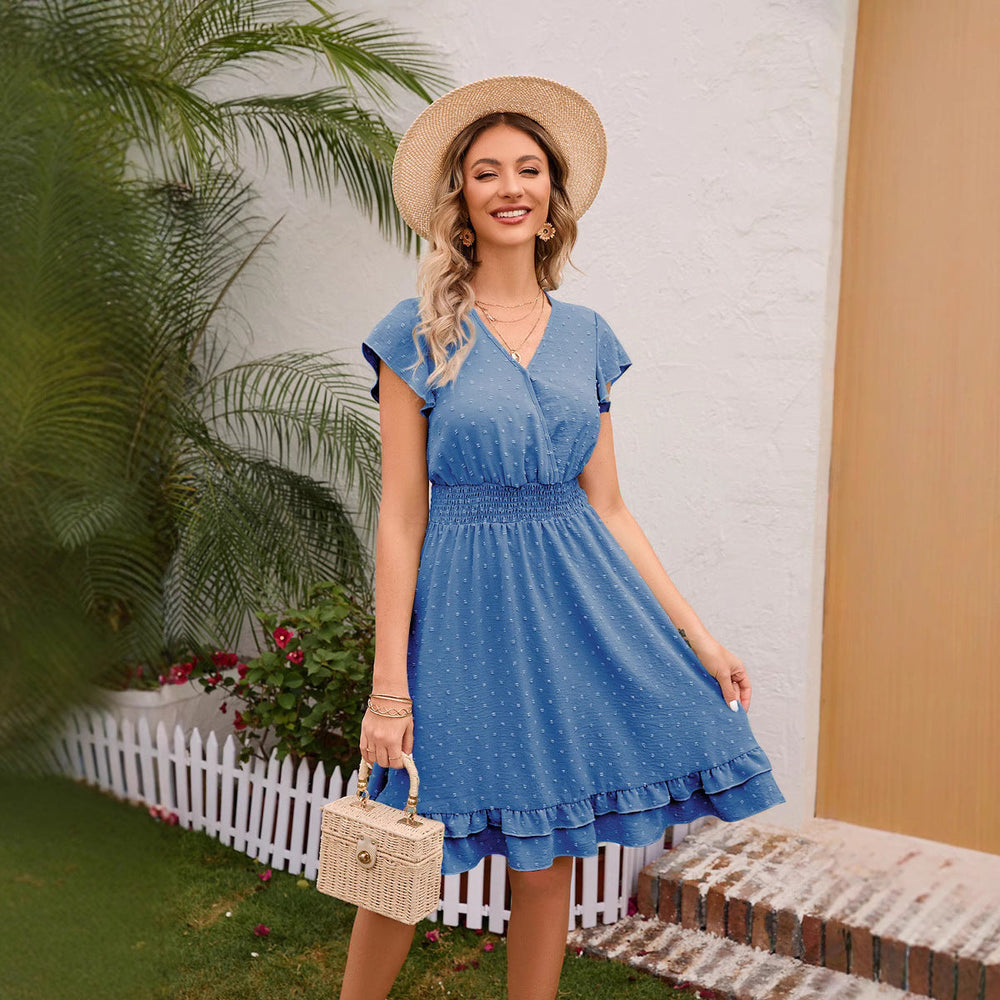 Damen Verspieltes Freizeitkleid mit elastischem Bund und Rüschendetails