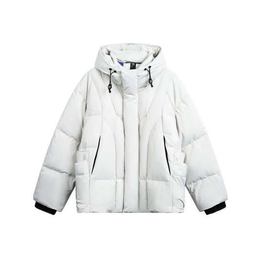 Damen weit geschnittener Steppparka mit hohem Kragen, Kapuze und Cargo-Taschen Shop Nory
