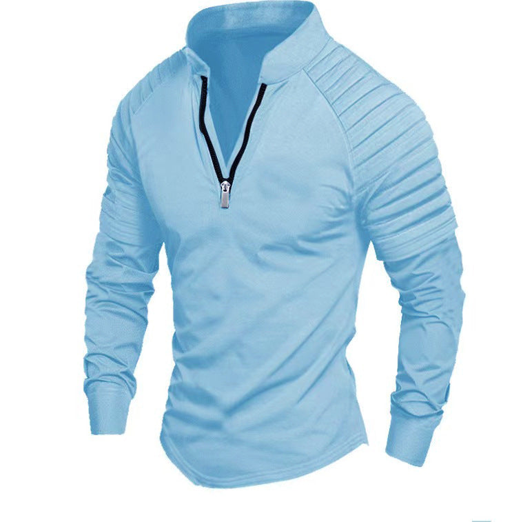 Herren Slim-Fit Troyer mit gesteppter Schulterpasse und halbem Reißverschluss Shop Nory