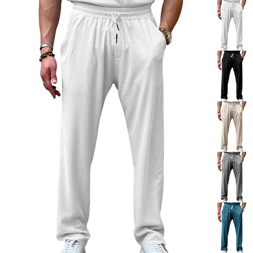 Herren Leichte Casual-Hose mit elastischem Bund, Kordelzug & feiner Längsstruktur Shop Nory