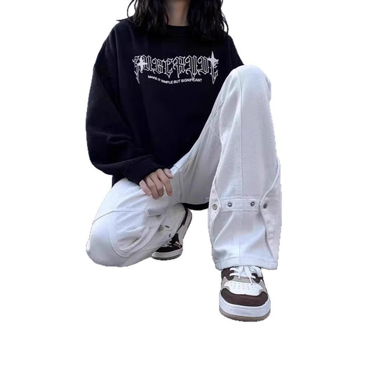 Damen Lässige Weitgeschnittene Chino-Hose Shop Nory