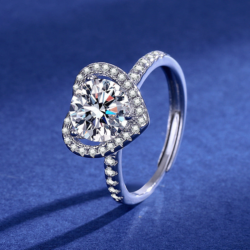 Damen Schmuckring mit herzförmigem Design und funkelnden Kristallen Shop Nory