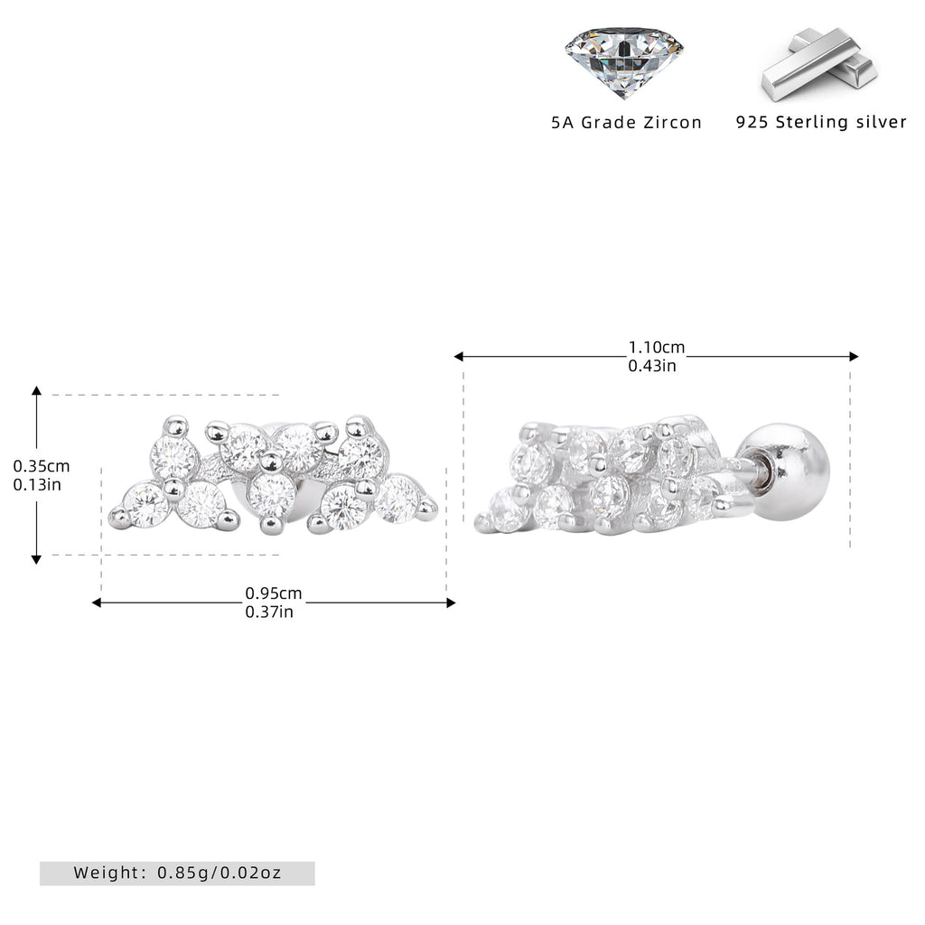 Damen Ohrstecker mit funkelndem Zirkon-Design aus 925 Sterling Silber Shop Nory