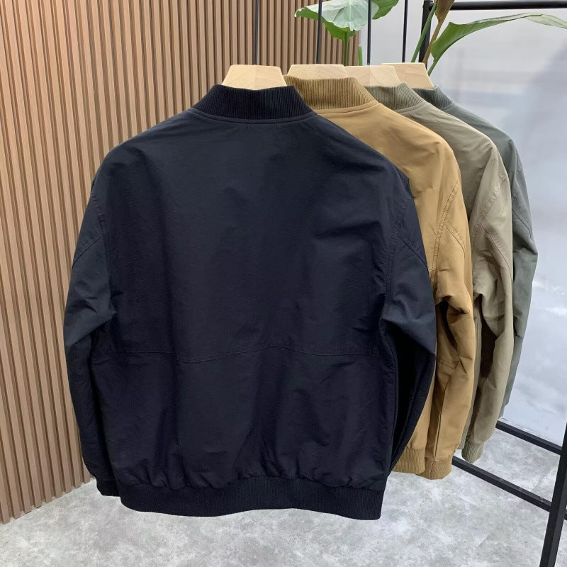 Herren Leichte Utility-Bomberjacke mit Reißverschluss, Multifunktions-Taschen und Rippbündchen Shop Nory