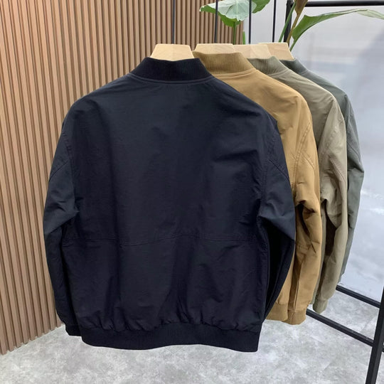 Herren Leichte Utility-Bomberjacke mit Reißverschluss, Multifunktions-Taschen und Rippbündchen Shop Nory