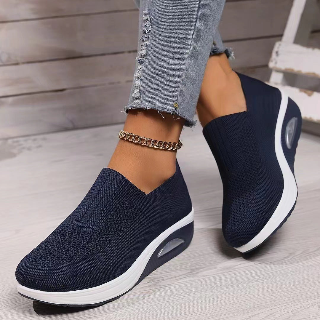 Damen atmungsaktive Slip-On Sneakers mit elastischem Obermaterial