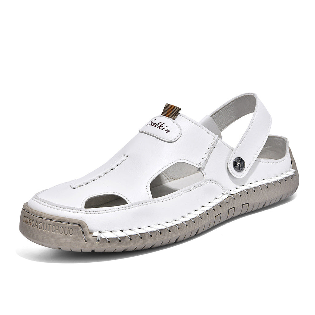 Herren luftige Leder-Sandalen mit verstellbarem Riemen Shopnory